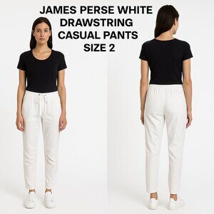 JAMES PERSE WHITE DRAWSTRING CASUAL PANTS SIZE 2
